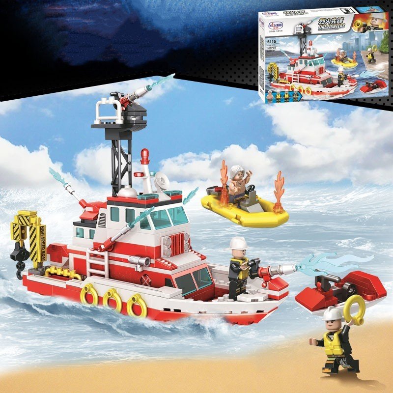 Building Blocks Toy City Fire Department Fire Truck Police Station Boy Assembling Lego - Image 7