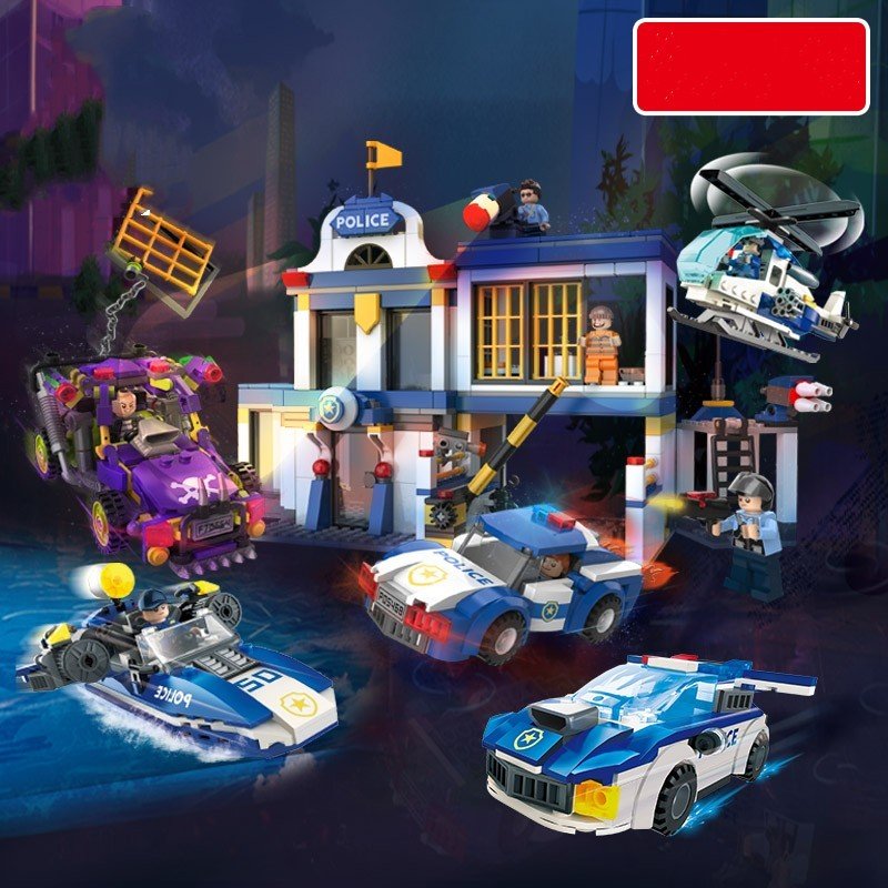 Building Blocks Toy City Fire Department Fire Truck Police Station Boy Assembling Lego - Image 3