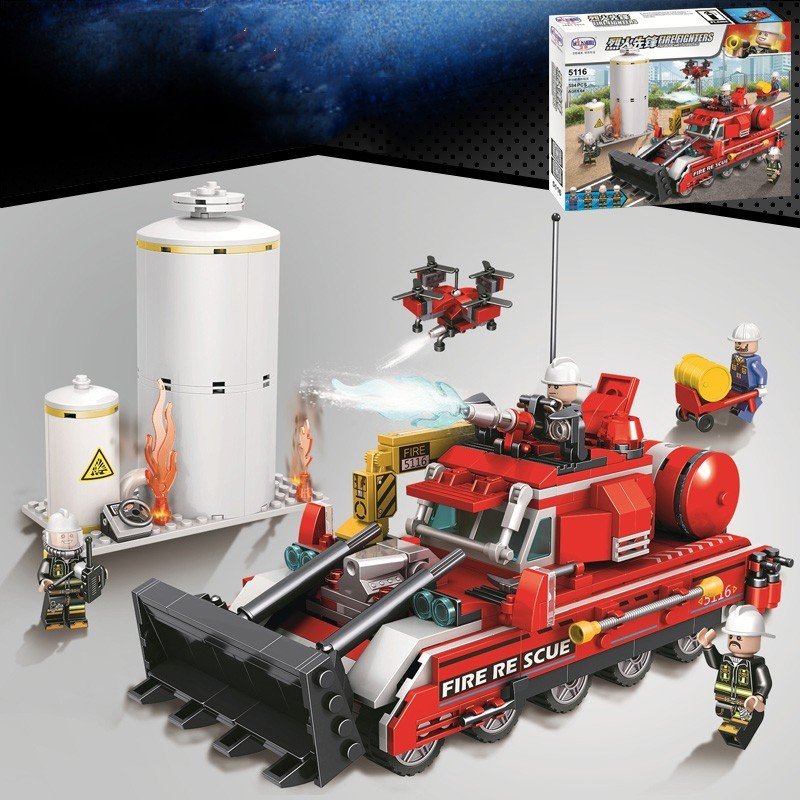 Building Blocks Toy City Fire Department Fire Truck Police Station Boy Assembling Lego - Image 9