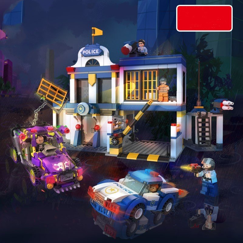 Building Blocks Toy City Fire Department Fire Truck Police Station Boy Assembling Lego - Image 10