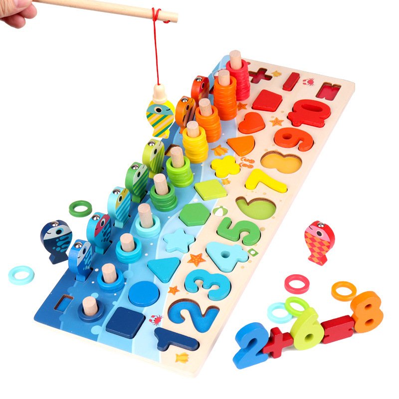 Educational Wooden Toys for Kids Board Math Fishing Count Numbers Matching Digital Shape Match Early Education Toy - Image 4
