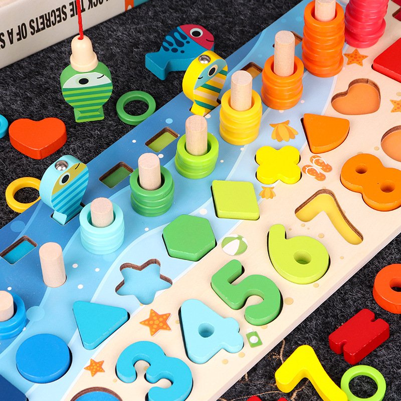 Educational Wooden Toys for Kids Board Math Fishing Count Numbers Matching Digital Shape Match Early Education Toy - Image 3