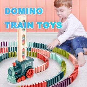Motorized Automatic Domino Train Toy — Electric Domino Placer with 100 Colorful Pieces for Kids