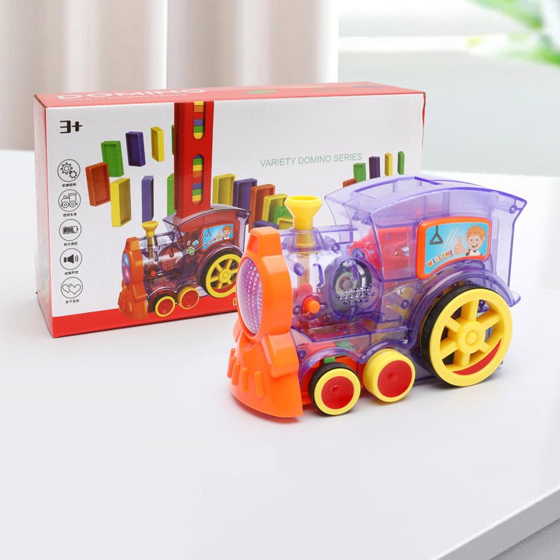 Motorized Automatic Domino Train Toy — Electric Domino Placer with 100 Colorful Pieces for Kids - Image 3