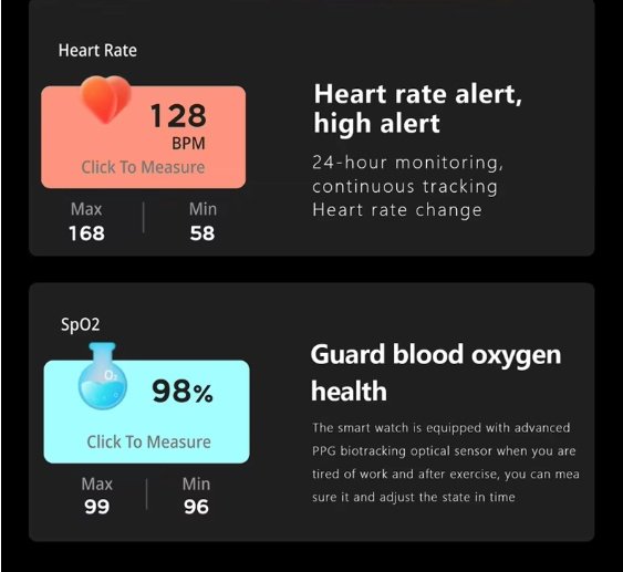 SmartWatch Men Women1.83inch BT Face Heart Rate Fitness Tracker - Image 6