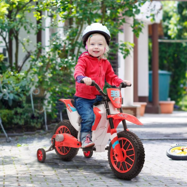 12V Kids Electric Dirt Bike with Training Wheels (Red)