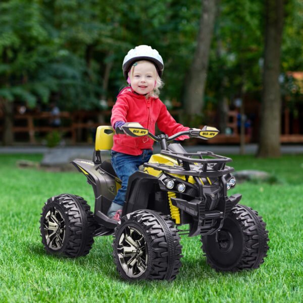 12V Kids Electric Ride-On ATV Quad with Headlights (Yellow)