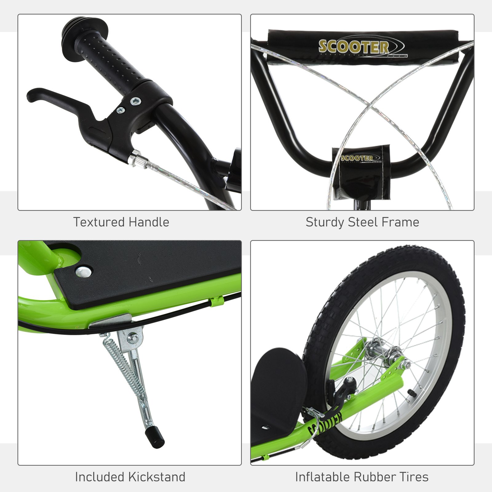 Youth Scooter Kick Scooter for Kids 5+ with Adjustable Handlebar Front and Rear Dual Brakes, Light Green - Image 4