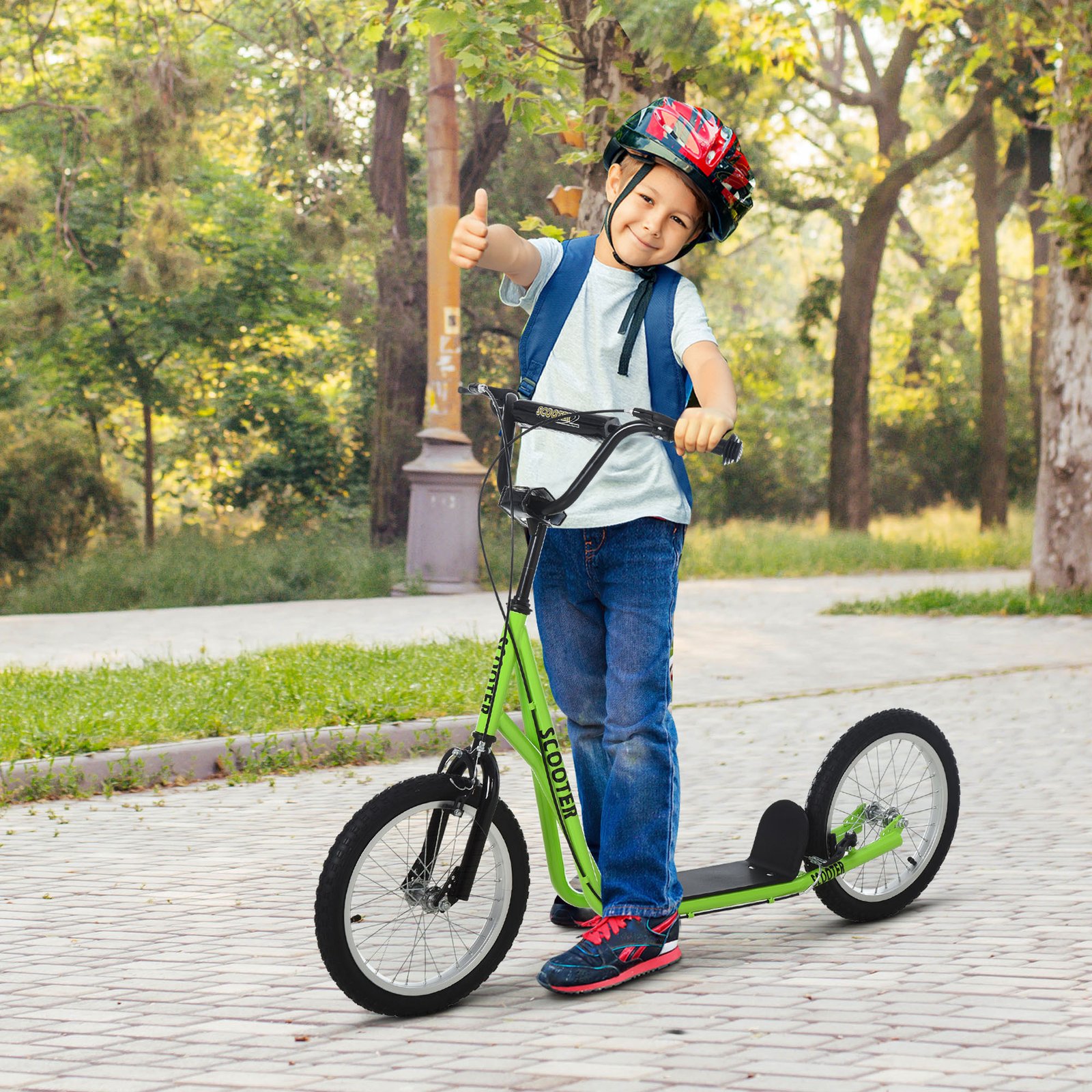 Youth Scooter Kick Scooter for Kids 5+ with Adjustable Handlebar Front and Rear Dual Brakes, Light Green - Image 6