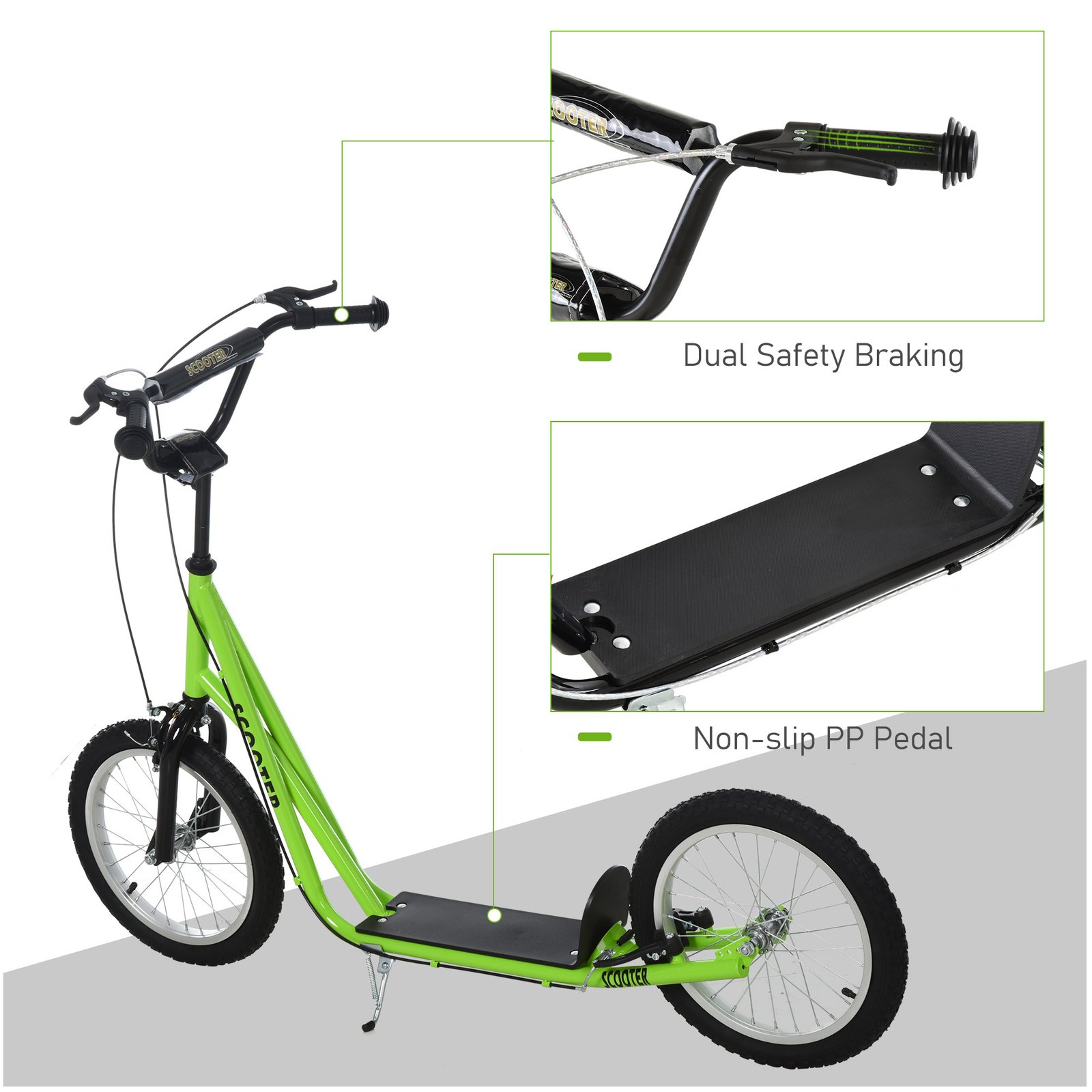 Youth Scooter Kick Scooter for Kids 5+ with Adjustable Handlebar Front and Rear Dual Brakes, Light Green - Image 8
