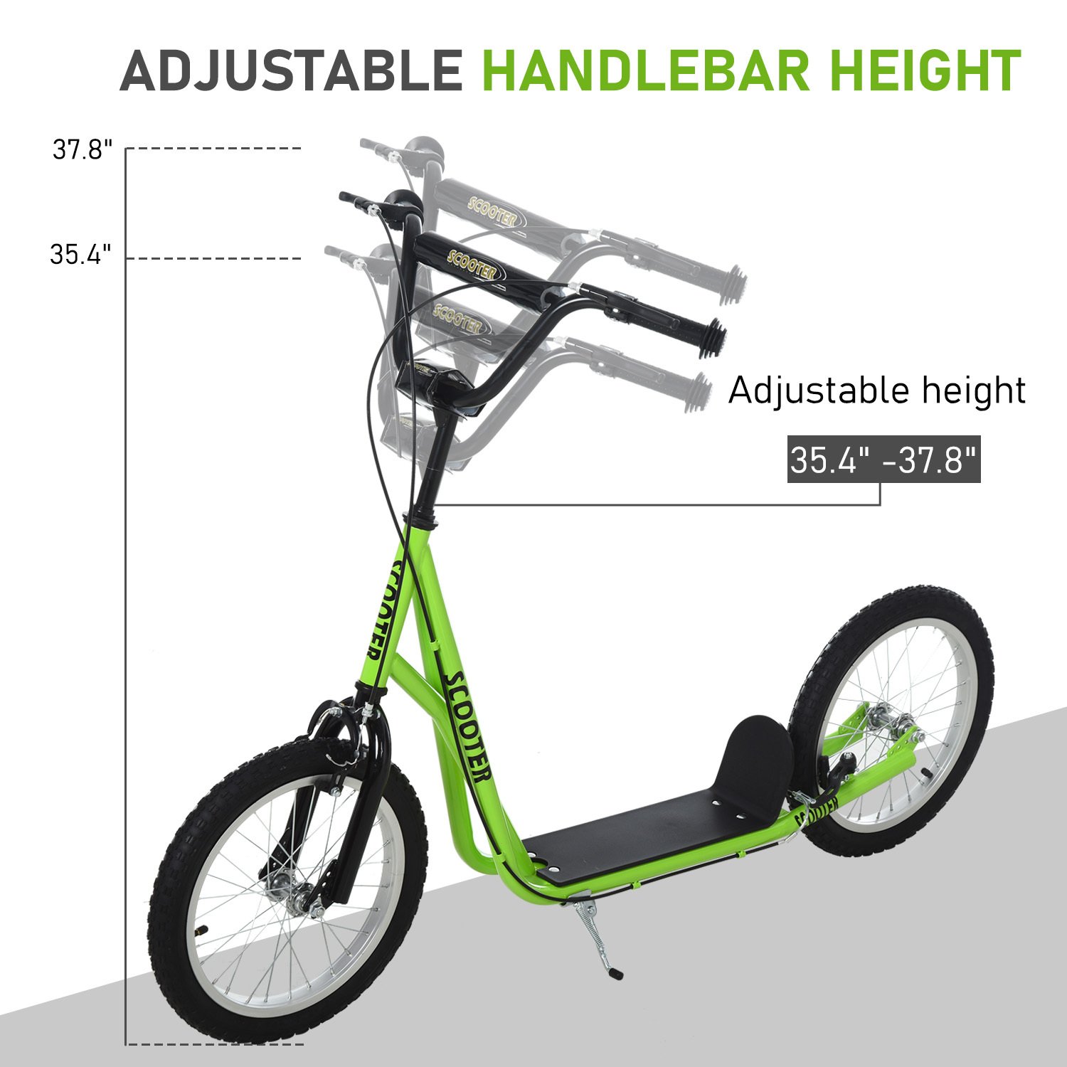 Youth Scooter Kick Scooter for Kids 5+ with Adjustable Handlebar Front and Rear Dual Brakes, Light Green - Image 7