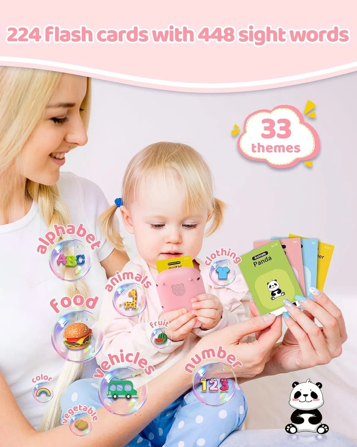 Talking Flash Cards,Kids Flash Cards With 224 Sight Words,Montessori Toys,Autism Sensory Toys,Speech Therapy Toys,Learning Educational Gifts For Age 1 2 3 4 5 Years Old Boys And Girls - Image 3