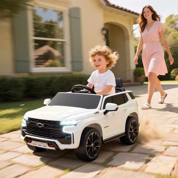 12V Electric Ride-On Car for Kids (White)