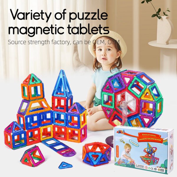 Magnetic Building Blocks Set, 40 to 136 Pieces