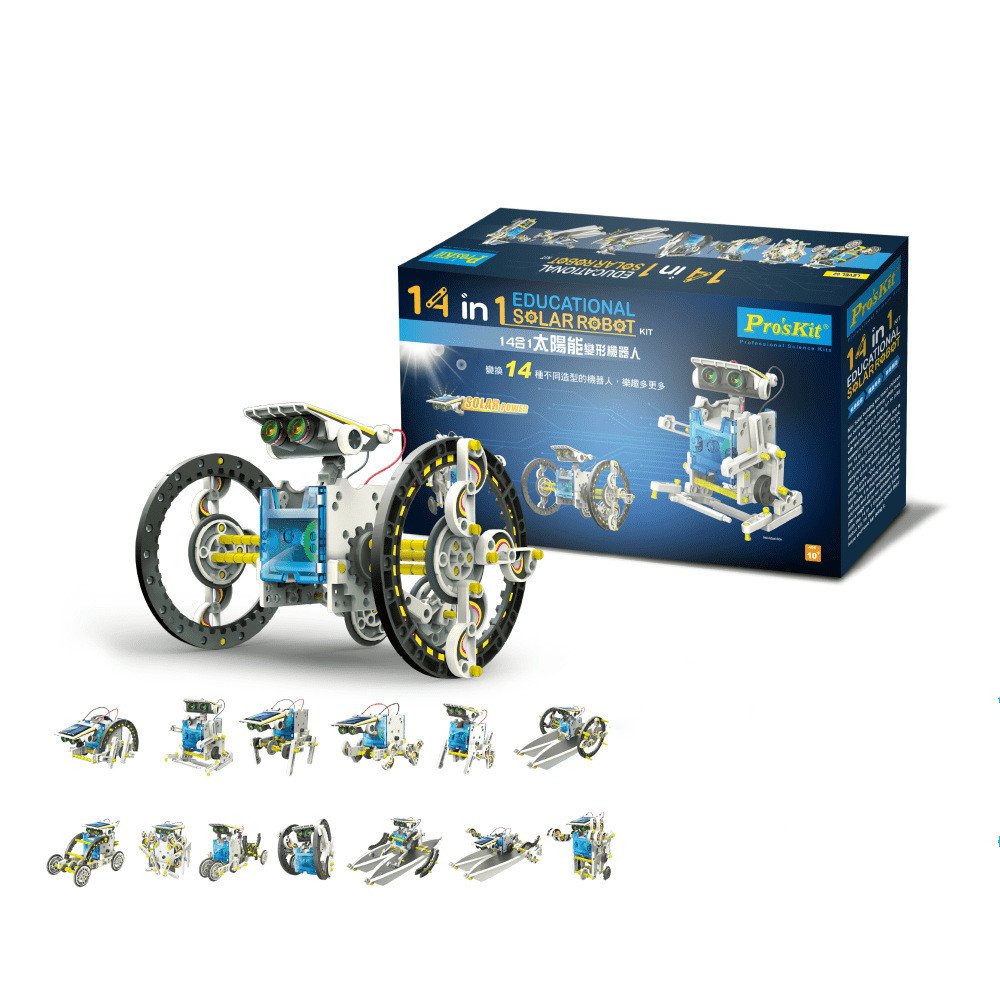 Solar-powered robot building kit for kids