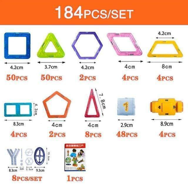 Magnetic Building Tiles Construction Set for Kids, 60–184 Pieces - Image 6