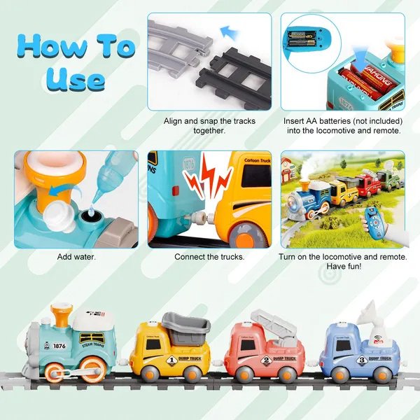 Electric Train Set with Smoke, Lights, Sound and Remote, Ages 3–6 - Image 8
