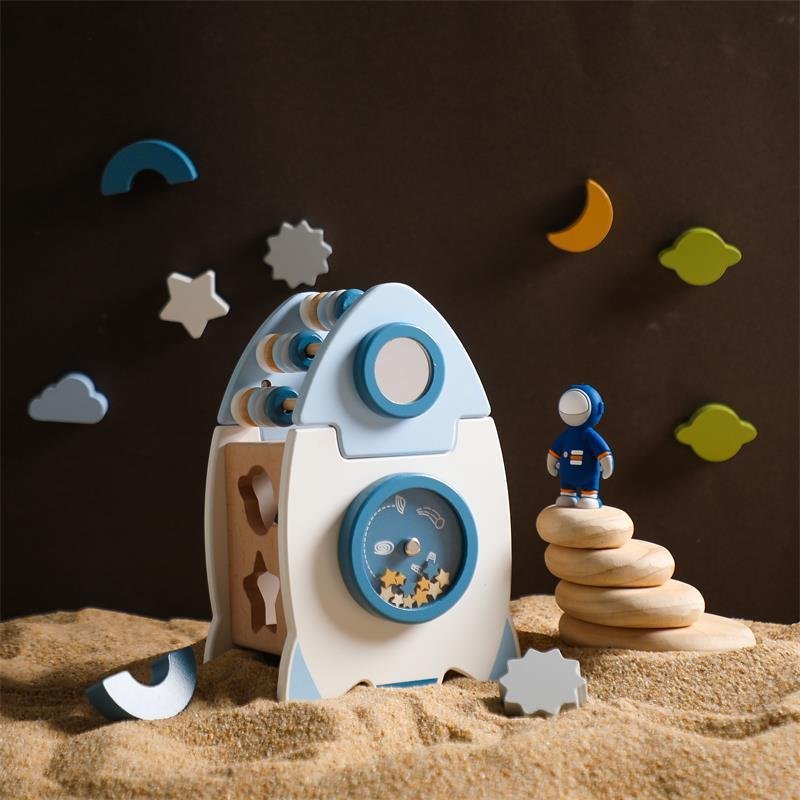 Montessori Rocket Busy Box Learning Toy