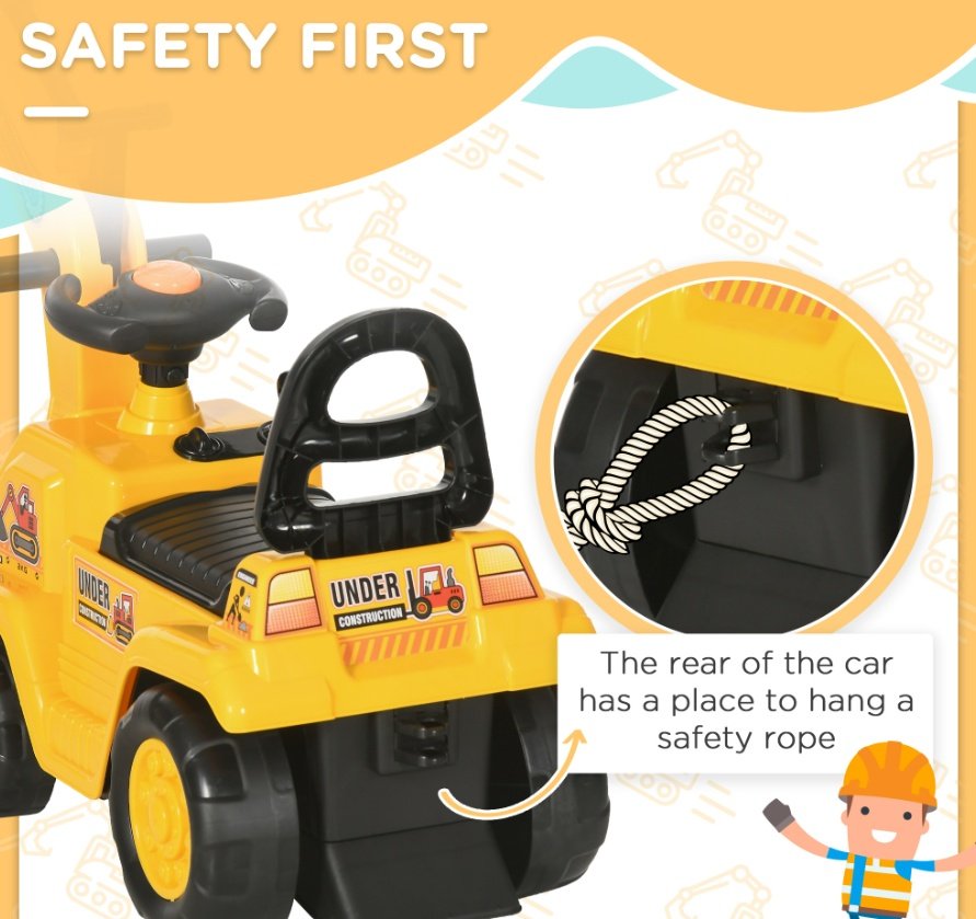 3-in-1 Ride-On Excavator, Scooter & Pull Cart - Image 5
