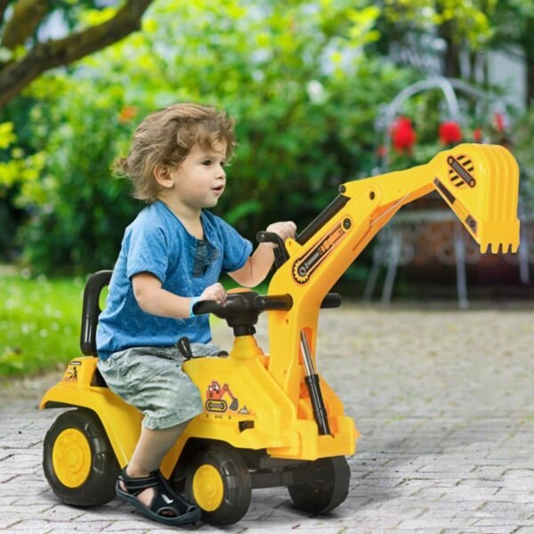 3-in-1 Ride-On Excavator, Scooter & Pull Cart