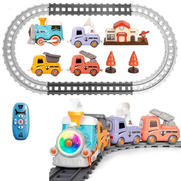 Electric Train Set with Smoke, Lights, Sound and Remote, Ages 3–6 - Image 4