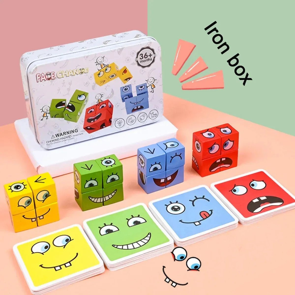 Wooden Face-Matching Puzzle Blocks - Image 3