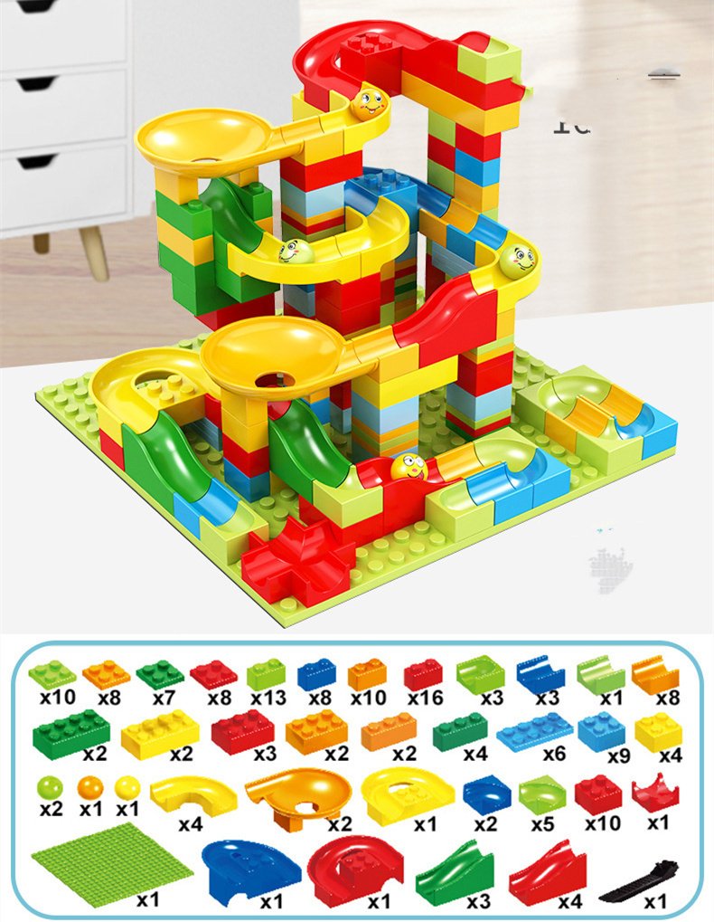 Marble Race Run Building Block Set with Funnel Slides - Image 3