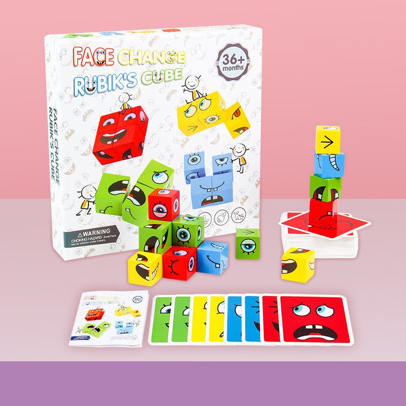 Wooden Face-Matching Puzzle Blocks - Image 6