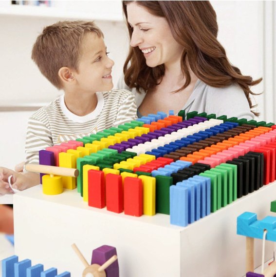Wooden Rainbow Domino Building Set - Image 3