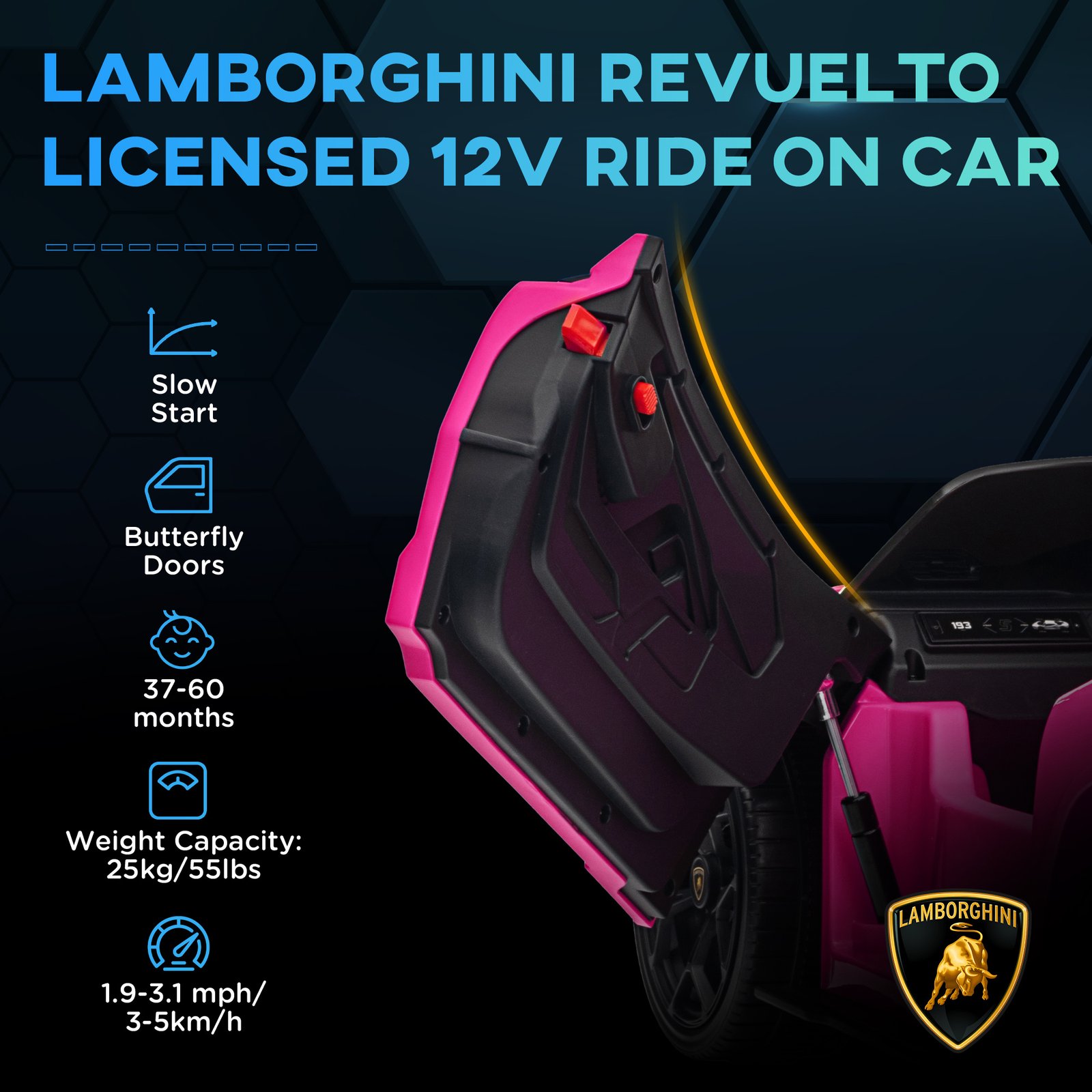 Licensed Lamborghini Revuelto 12V Kids Ride-On Car - Image 5
