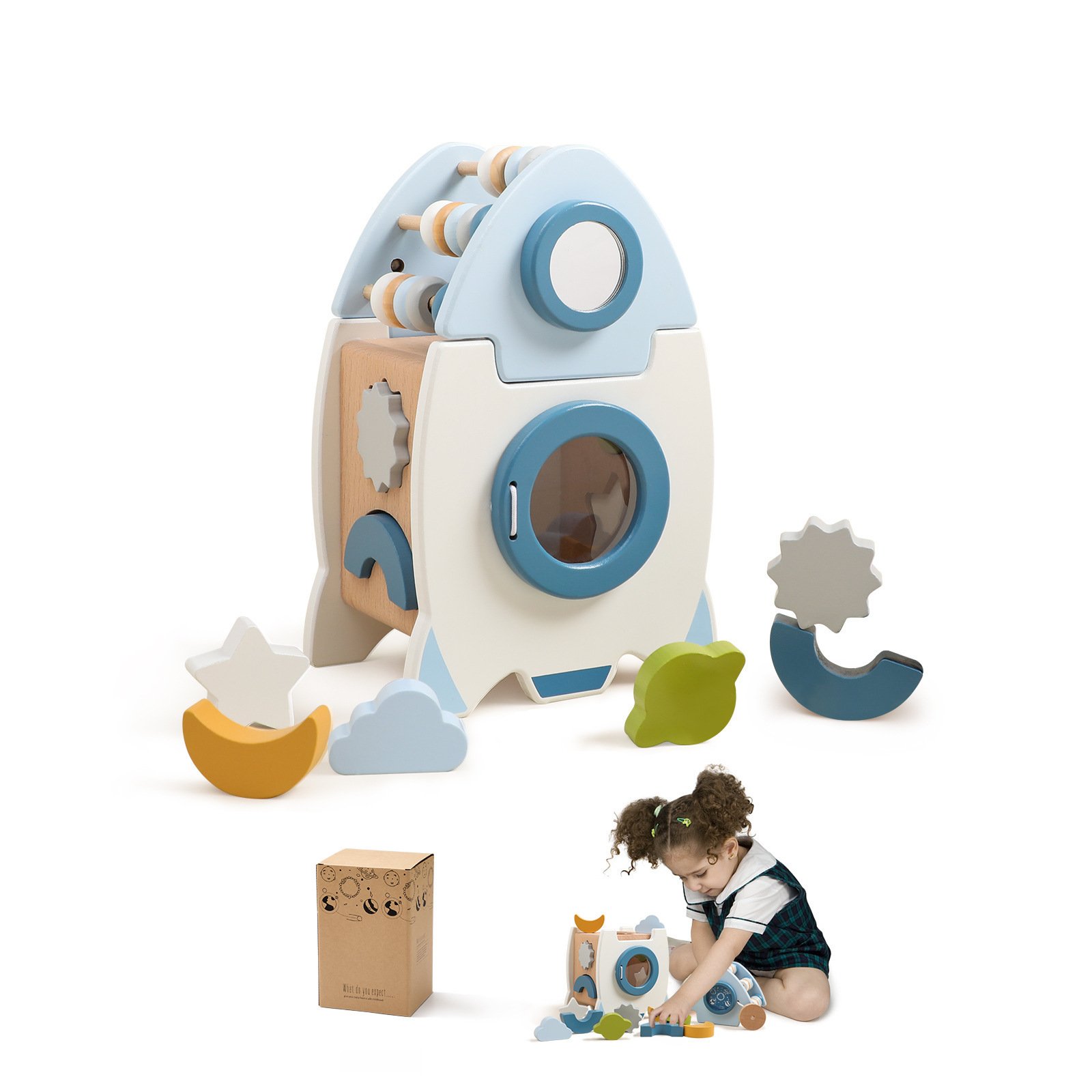 Montessori Rocket Busy Box Learning Toy - Image 5