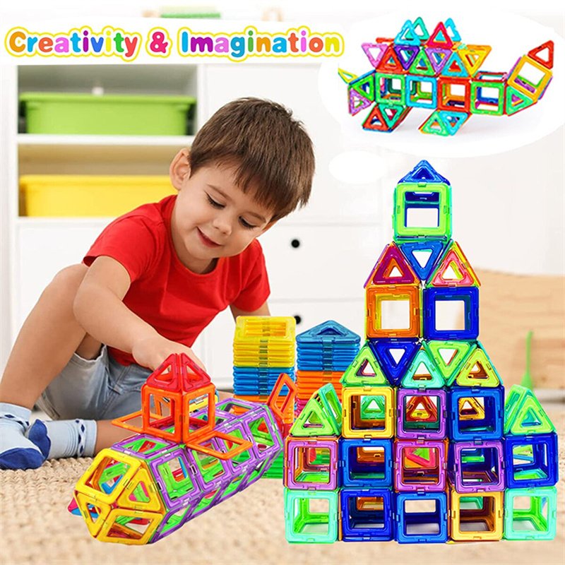 Magnetic Building Tiles Construction Set for Kids, 60–184 Pieces - Image 5