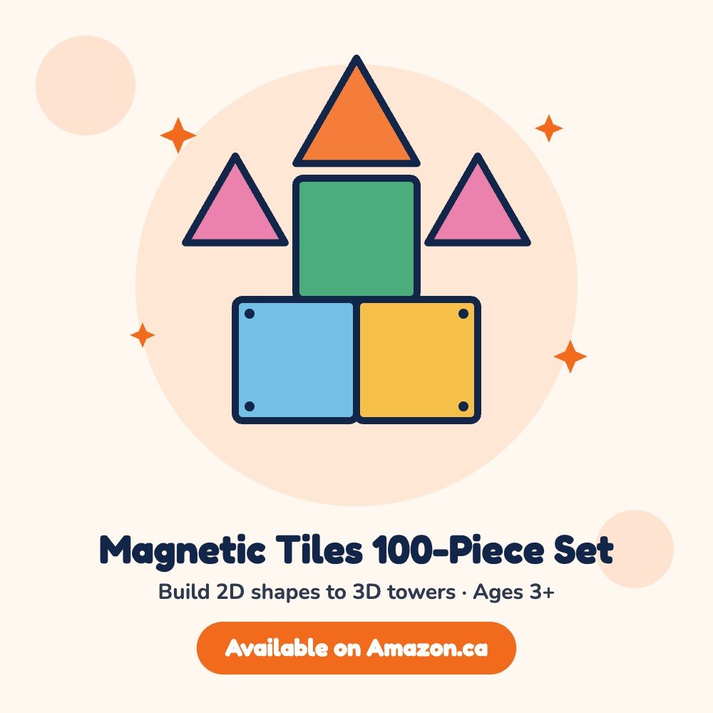 FNJO Magnetic Tiles 100-Piece Building Set, available on Amazon.ca (illustration)
