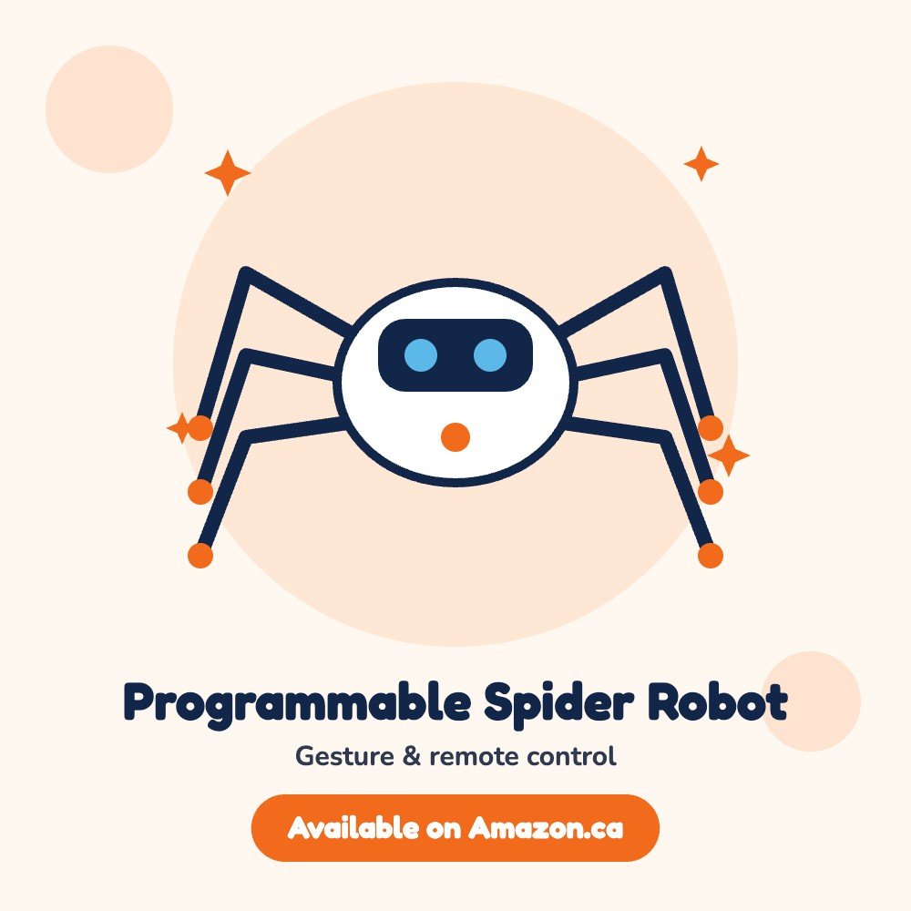 Programmable Spider Robot Toy for Kids, available on Amazon.ca (illustration)